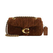 Coach Tabby Shoulder Bag 20 With Quilting Suede-Brass-Warm Brown