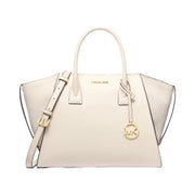 Michael Kors Avril Large Leather and Suede Satchel Lt Cream