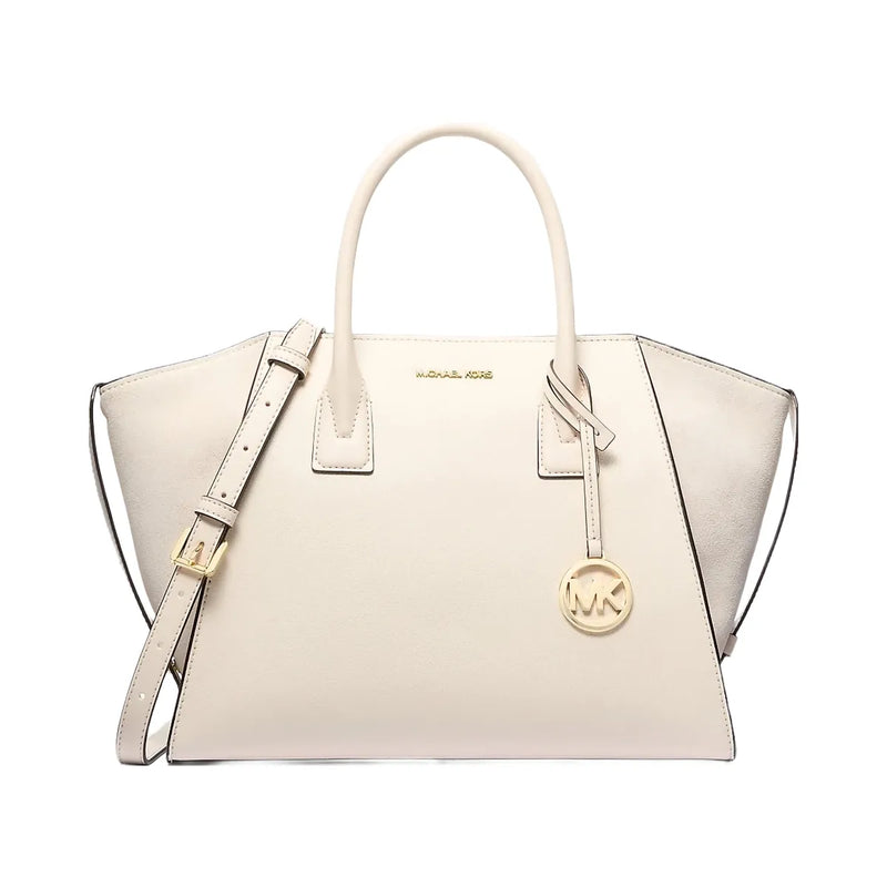 Michael Kors Avril Large Leather and Suede Satchel Lt Cream