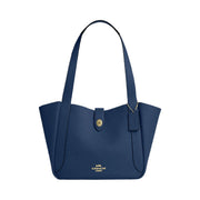 Coach Hadley Turnlock Tote Bag Pebbled Leather-Gold-Deep Blue