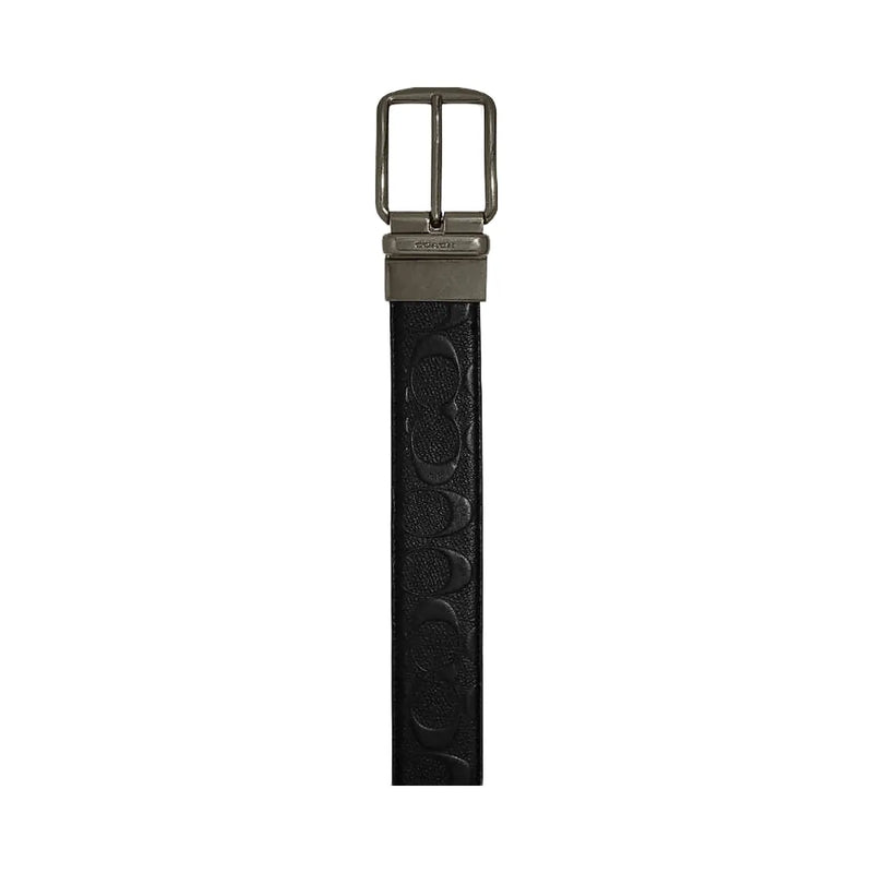 Coach Harness Buckle Cut To Size Reversible Belt, 38 Mm Smooth Leather-Black