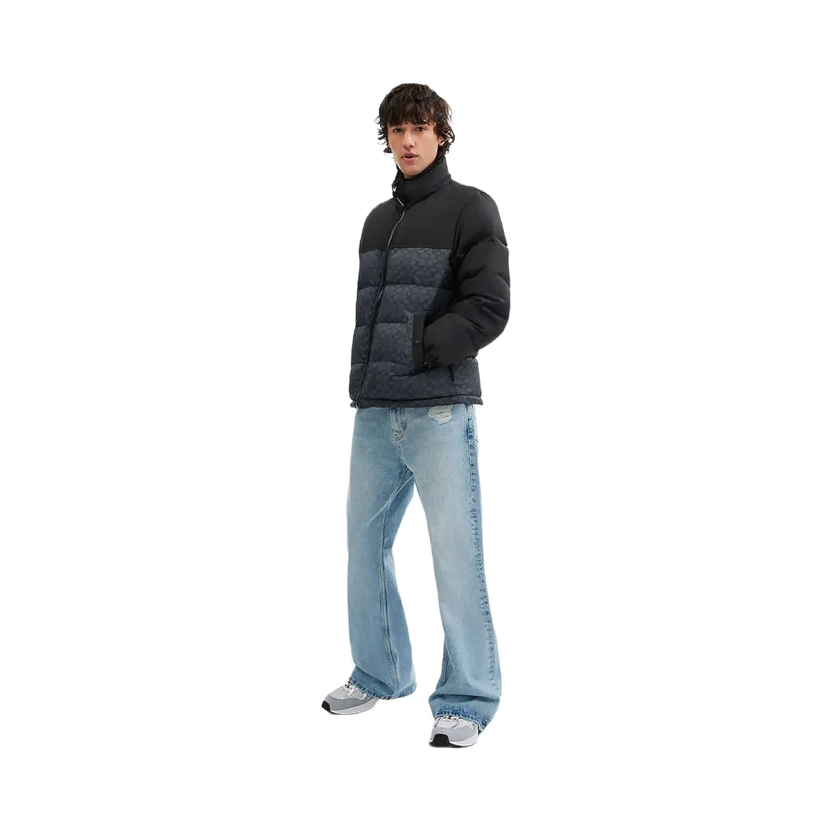 Coach Signature Down Jacket In Recycled Polyester Charcoal Signature