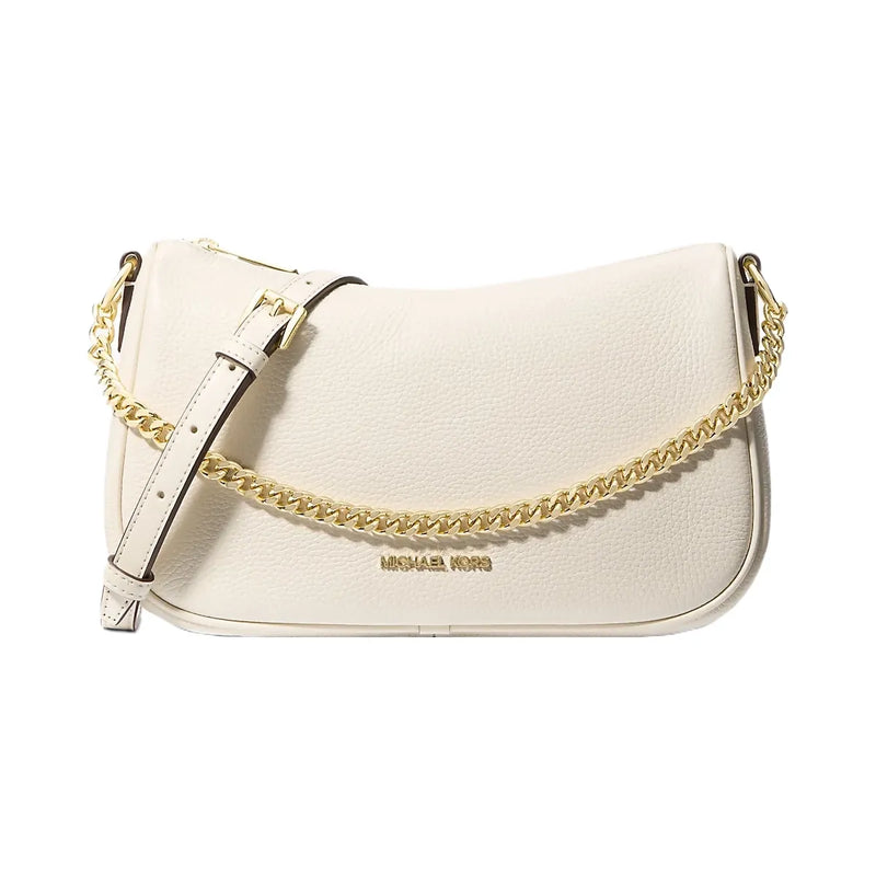 Michael Kors Carmela Medium Pebbled Leather Convertible Crossbody Bag Lt Cream