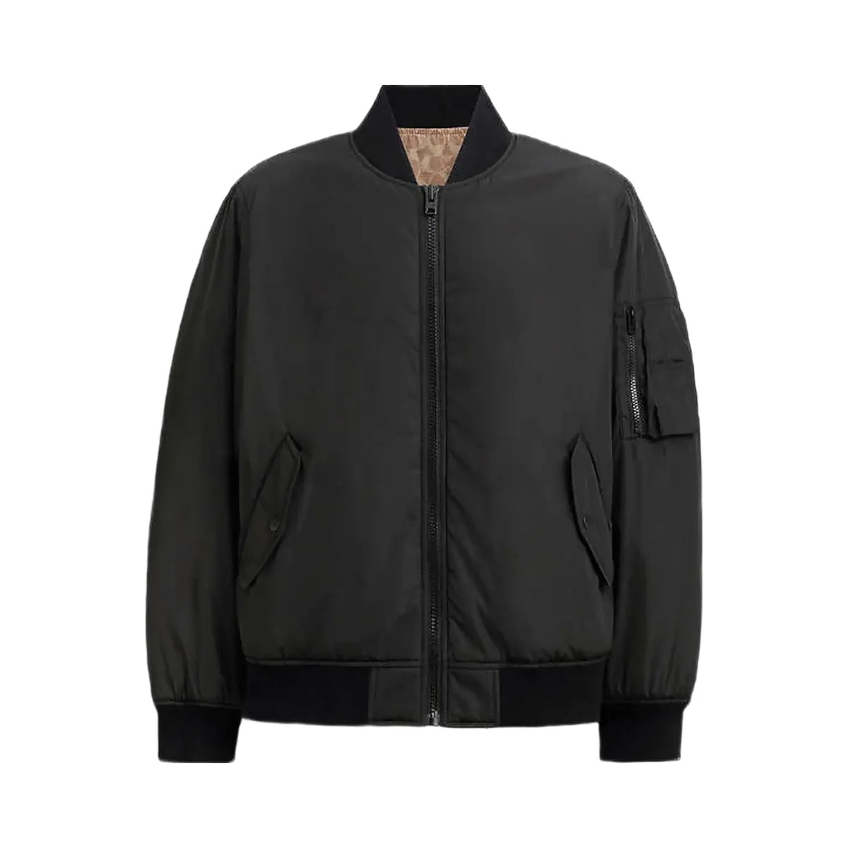 Coach Reversible Ma 1 Jacket In Recycled Polyester Black - Khaki Sig