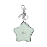 Coach Star Bag Charm Pearlized Leather-Silver-Green