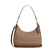 Coach Teri Hobo Bag In Signature Canvas Signature Canvas-Gold-Tan-Brown