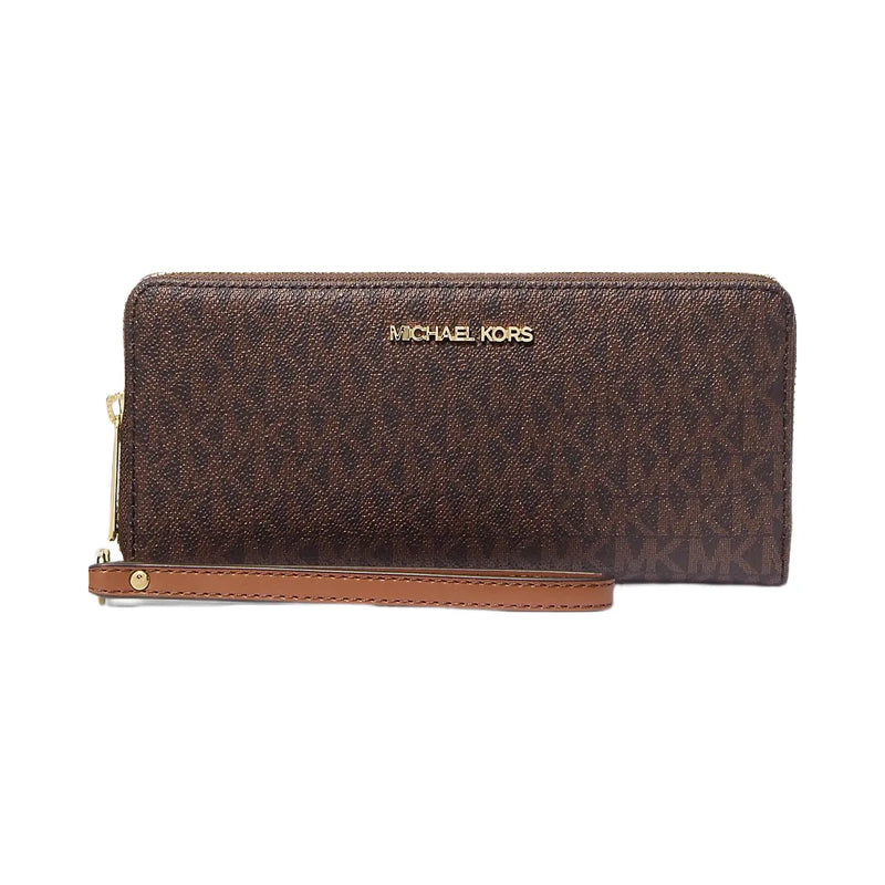 Michael Kors Jet Set Travel Large Logo Continental Wristlet Brown