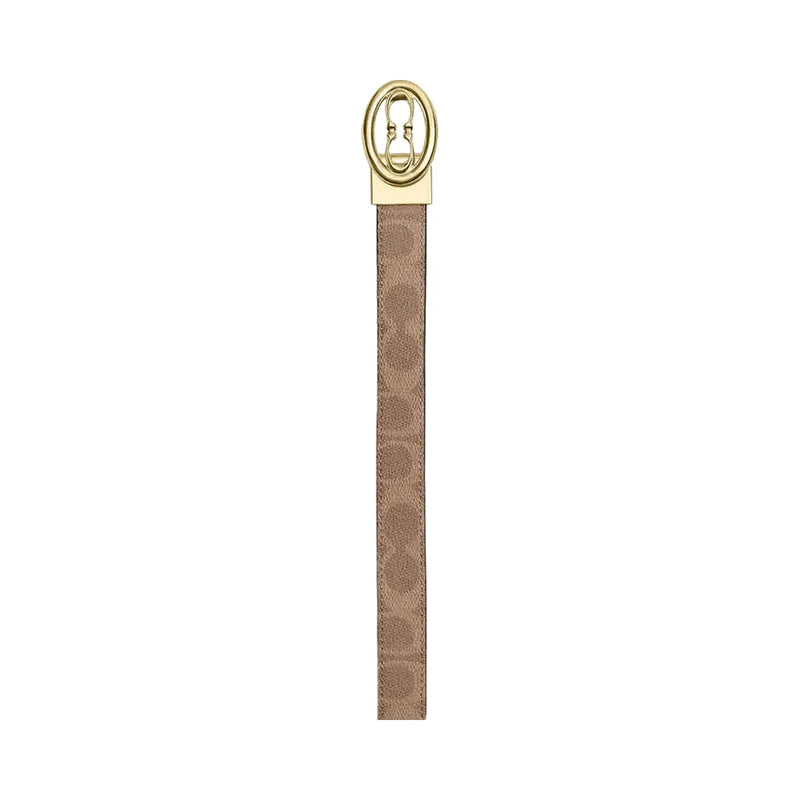 Coach Signature Buckle Cut To Size Belt, 25 Mm Signature Canvas-Gold-Tan-Brown