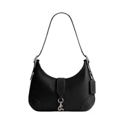 Coach Hamptons Hobo Bag Glovetan Leather-Silver-Black