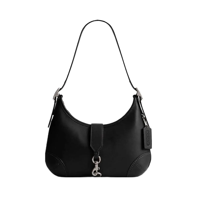 Coach Hamptons Hobo Bag Glovetan Leather-Silver-Black