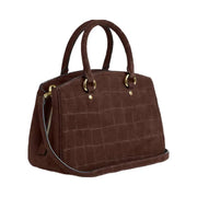 Coach Savannah Small Carryall Bag Embossed Crocodile-Gold-Maple