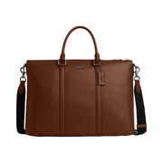 Coach Caleb Work Bag Pebbled Leather-Gunmetal-Saddle