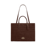 Coach Maggie Tote Bag Embossed Crocodile-Gold-Maple