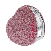 Coach Glitter Heart Compact Mirror Glovetanned Leather-Silver-Blossom