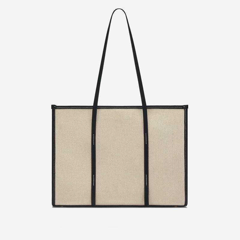 DeMellier The Capri salt & pepper canvas black smooth