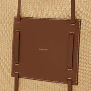 DeMellier The Large Capri warm raffia tan smooth ecru stitching