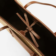 DeMellier The Large Capri warm raffia tan smooth ecru stitching