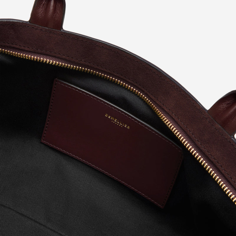 DeMellier The New York Shoulder burgundy suede & burgundy smooth