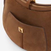 DeMellier The Siena Hobo deep tan suede & deep tan small grain