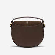 DeMellier The Siena Saddle mocha suede & mocha small grain