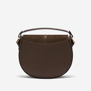DeMellier The Siena Saddle mocha suede & mocha small grain