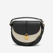 DeMellier The Siena Saddle salt & pepper canvas black small grain