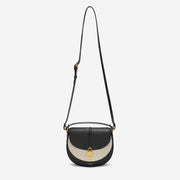 DeMellier The Siena Saddle salt & pepper canvas black small grain