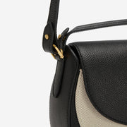 DeMellier The Siena Saddle salt & pepper canvas black small grain