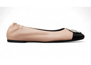 Tory Burch Claire Cap Toe Ballet Rose Silk Perfect Black (Women's)