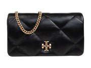 Tory Burch Kira Diamond Quilt Chain Wallet Black