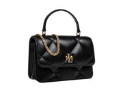 Tory Burch Kira Diamond Quilt Mini Top Handle Chain Wallet Black