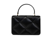 Tory Burch Kira Diamond Quilt Mini Top Handle Chain Wallet Black