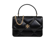 Tory Burch Kira Diamond Quilt Mini Top Handle Chain Wallet Black