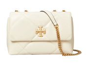Tory Burch Kira Diamond Quilt Small Convertible Shoulder Bag Warm White