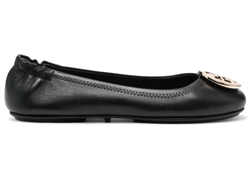 Tory Burch Minnie Travel Ballet Flats Perfect Black Gold (Women's)