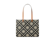 Tory Burch T Monogram Contrast Embossed Tote Black/White