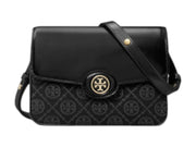 Tory Burch T Monogram Robinson Spazzolato Convertible Shoulder Bag Black