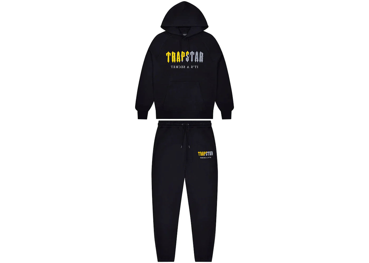 Trapstar Decoded Chenille Hooded Tracksuit Black/Yellow