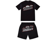Trapstar Shooters Hoodie Shorts Set Black/Red