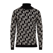 Men Black All-Over KL Knitted Turtle Neck Pullover