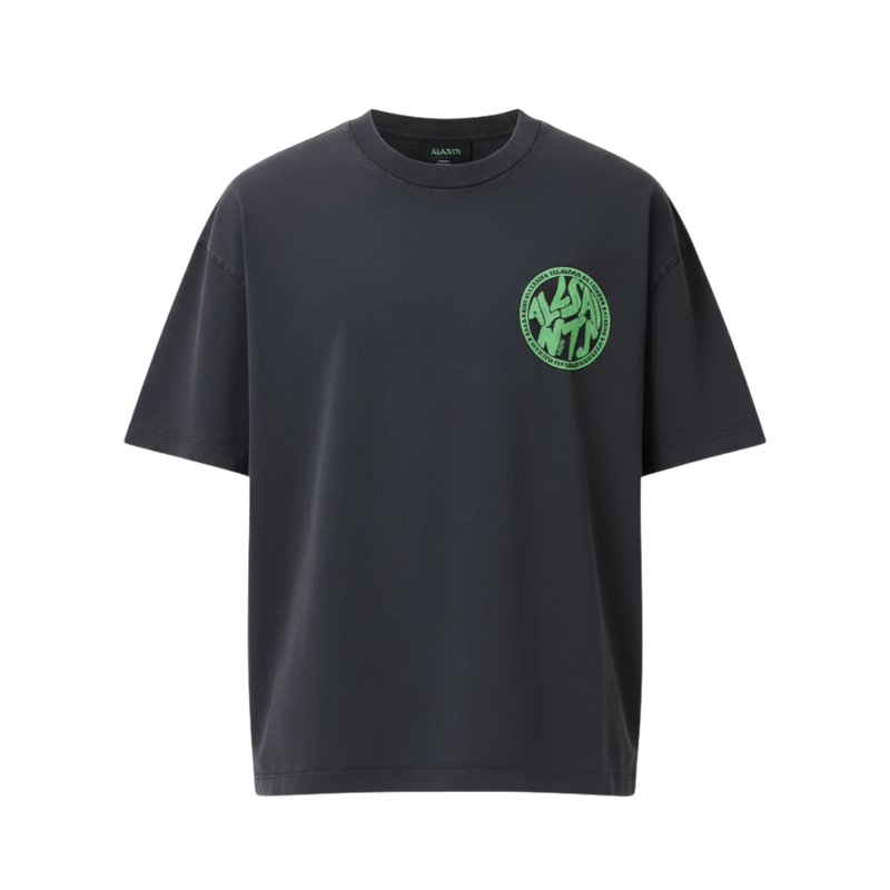 ALL SAINTS Distortion Brand Print Regular Fit Crew-Neck T-Shirt (washed-black)