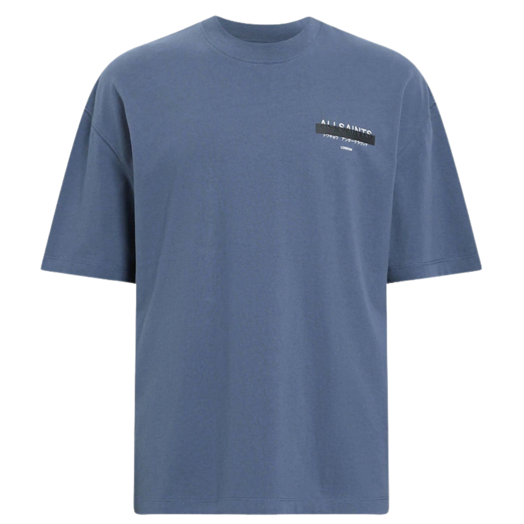 All Saints Blue Redact Shorts Sleeve T-Shirt