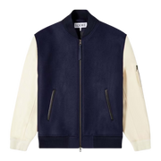 LOEWE Leather Sleeve Bomber Jacket Navy/Cream