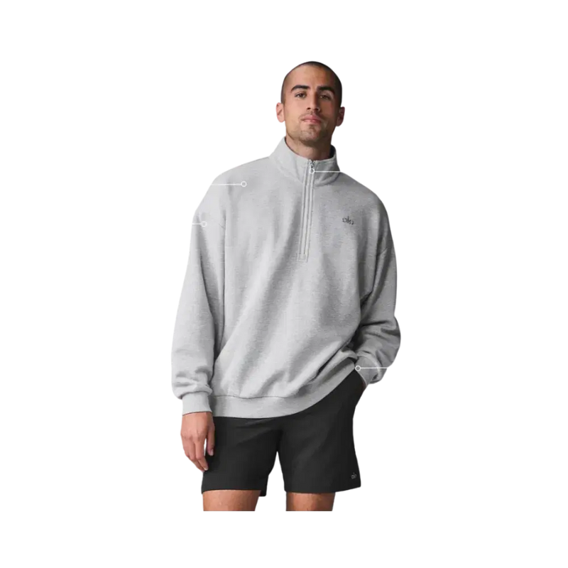 Alo Accolade 1/4 Zip Pullover Athletic Heather Grey