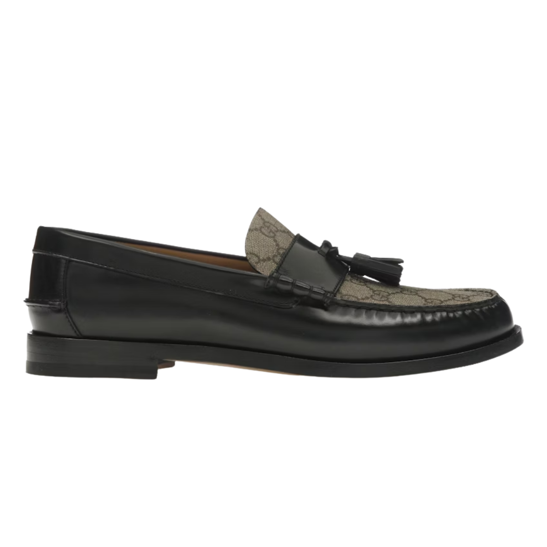 Gucci Tassel GG Canvas Loafers Black Ebony