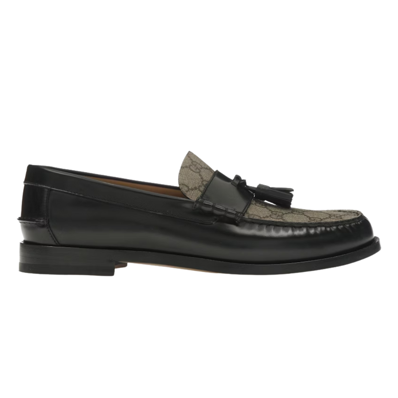 Gucci Tassel GG Canvas Loafers Black Ebony
