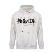 Alexander McQueen White Hoodie with Watercolor Graffiti print