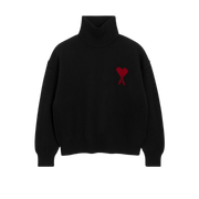 AMI PARIS De Coeur Regular Fit Funnel Neck Sweater
