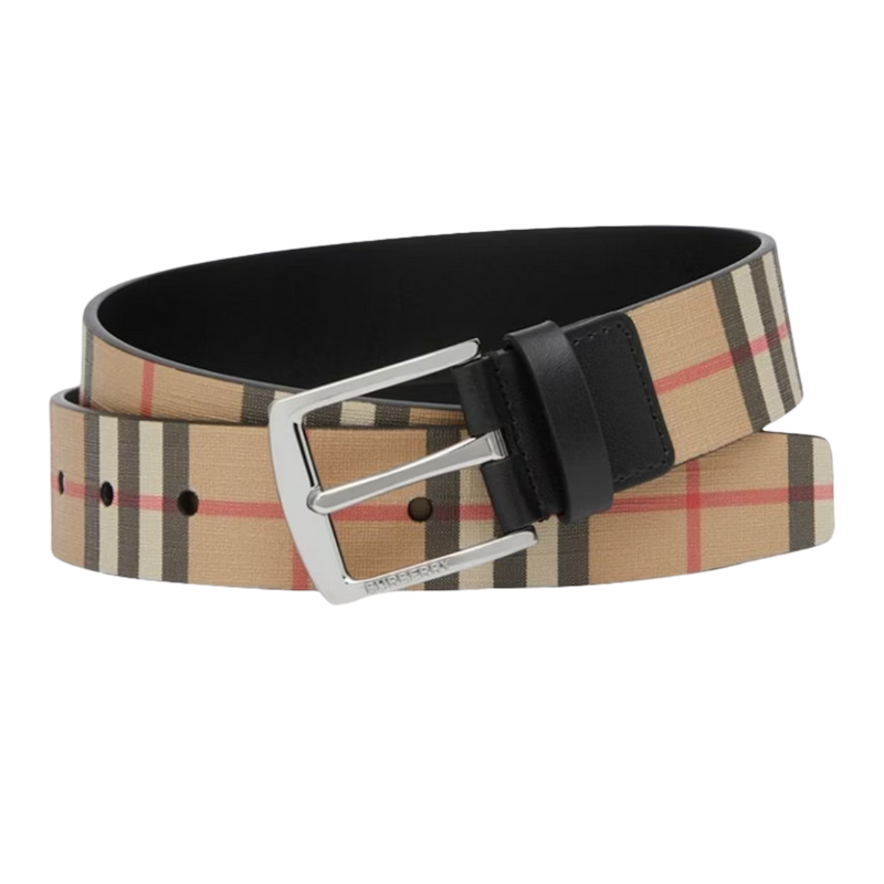 Burberry Vintage Check And Leather Belt Archive Beige/Black