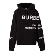 Burberry Horseferry Print Oversized Cotton Drawstring Hoodie Black